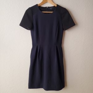 Madewell Gallerist Ribbed Ponte Knit Colorblock Black & Navy Blue Dress